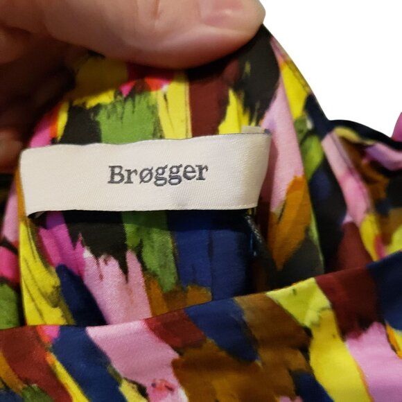 Brogger Multicolor Ruched Sleeve Blouse Colorful Art to Wear Artsy Boho Designer - Picture 9 of 16